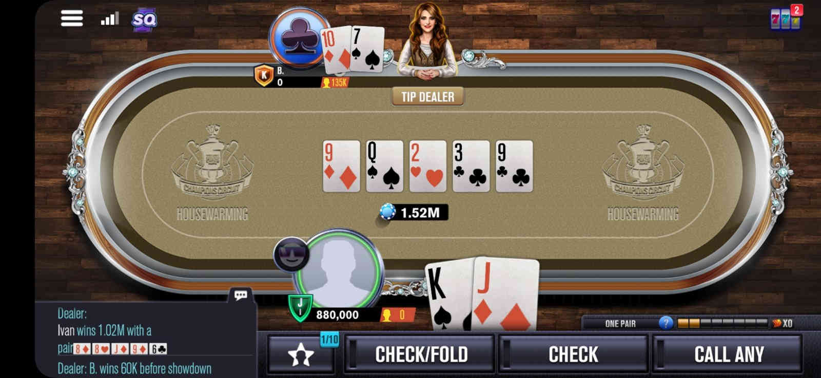 Sit and Go action at PlayWSOP